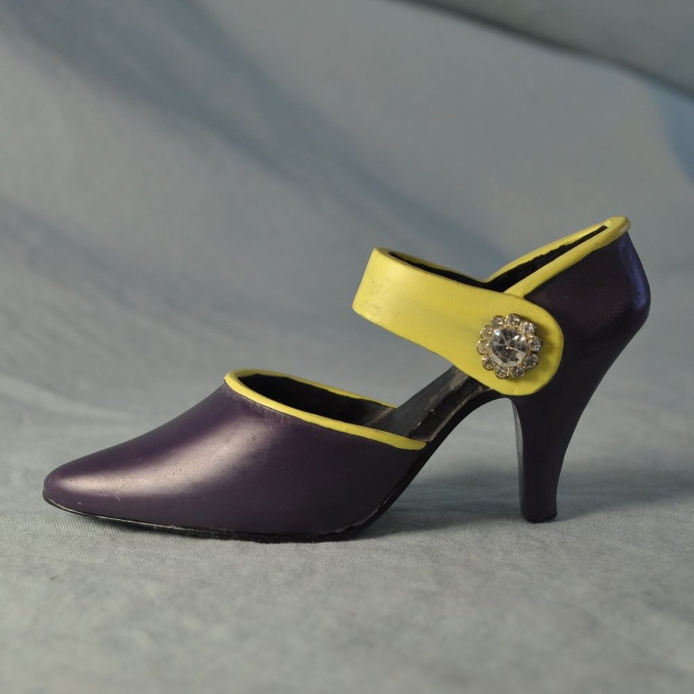 3 for $24 - My Treasure fancy shoe figurine purple yellow rhinestone (W1005)